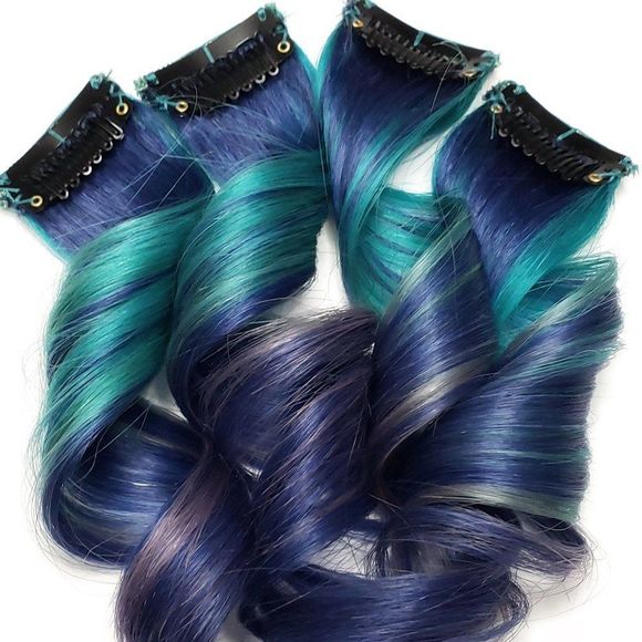 Pastel Blue Ombre Double Drawn Clip in Remy Human Hair Extensions